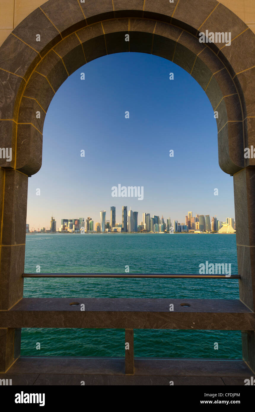 City skyline from Museum of Islamic Art, Doha, Qatar, Middle East Stock Photo