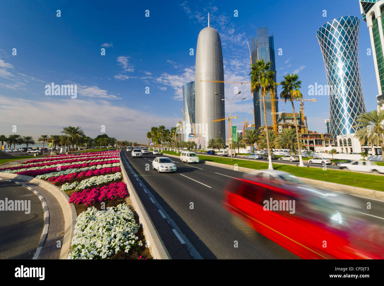 Al Bidda Tower and Burj Qatar, Doha, Qatar, Middle East Stock Photo