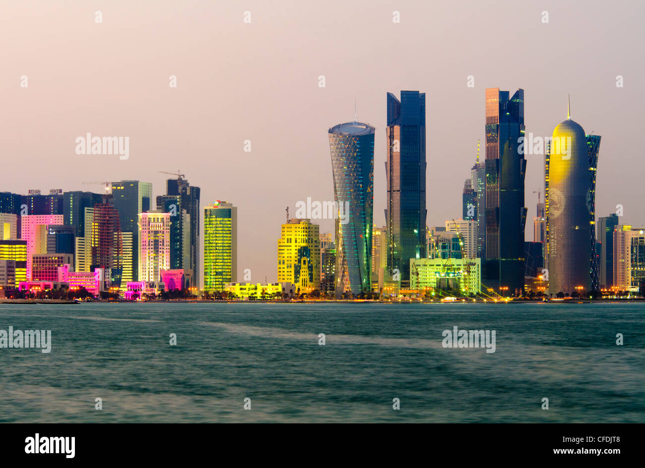 Modern skyline, Doha, Qatar, Middle East Stock Photo