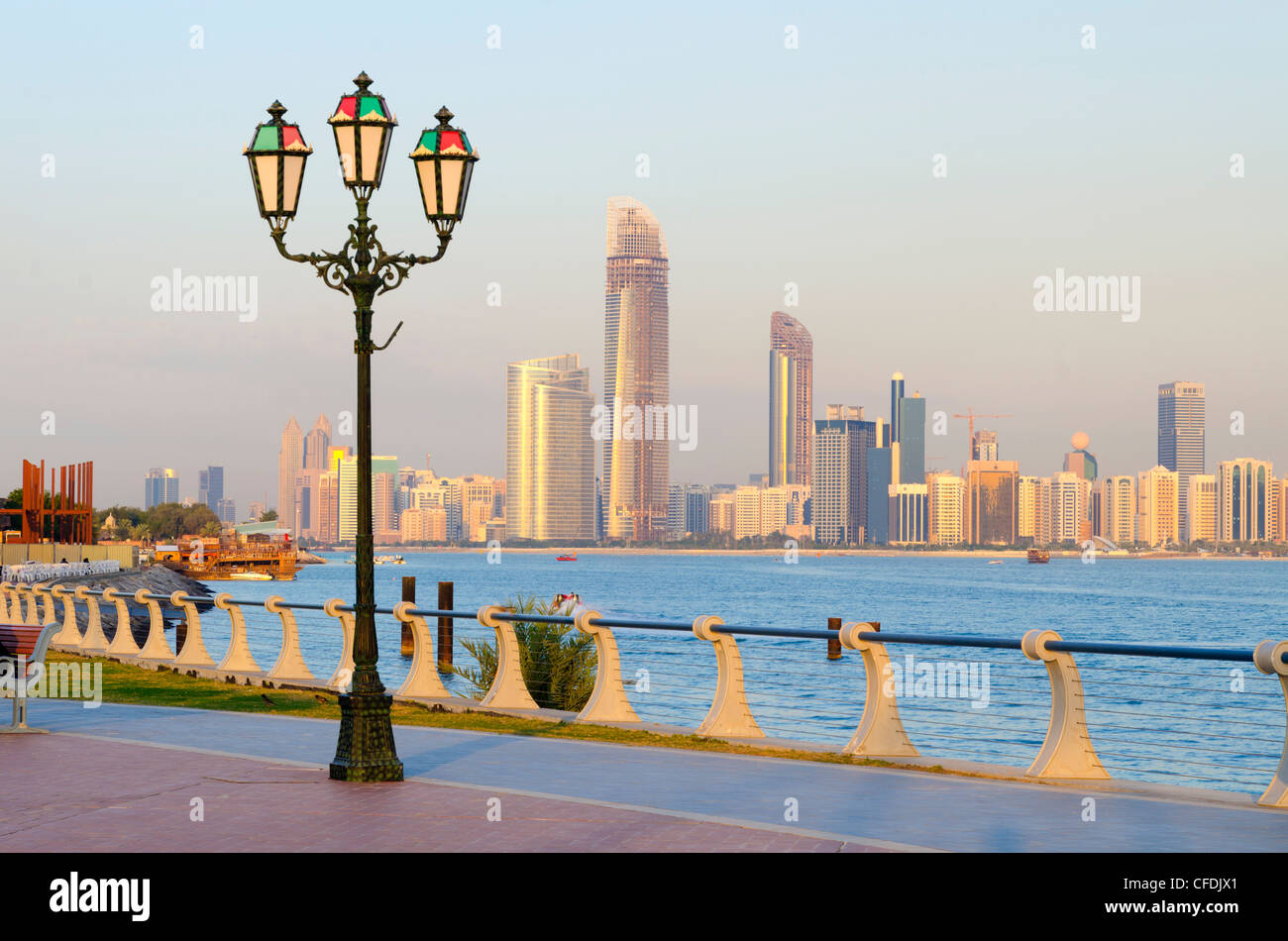 City skyline, Abu Dhabi, United Arab Emirates, Middle East Stock Photo