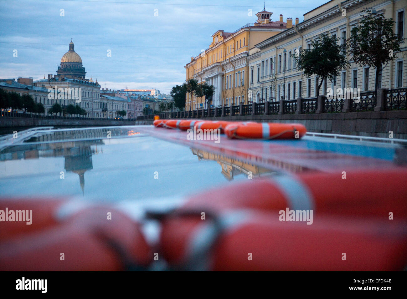 Sightseeing boat on canal, St. Petersburg, Russia Stock Photo