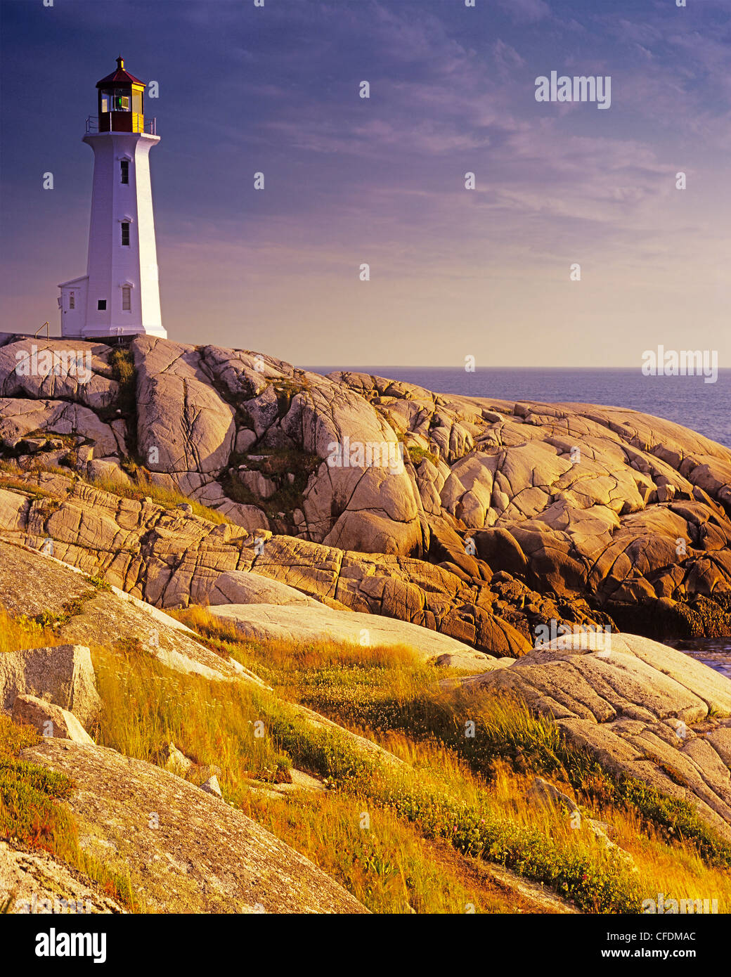Peggys Point Lighhouse, Peggys Cove, Halifax Regional Municipality, Nova Scotia, Canada Stock Photo