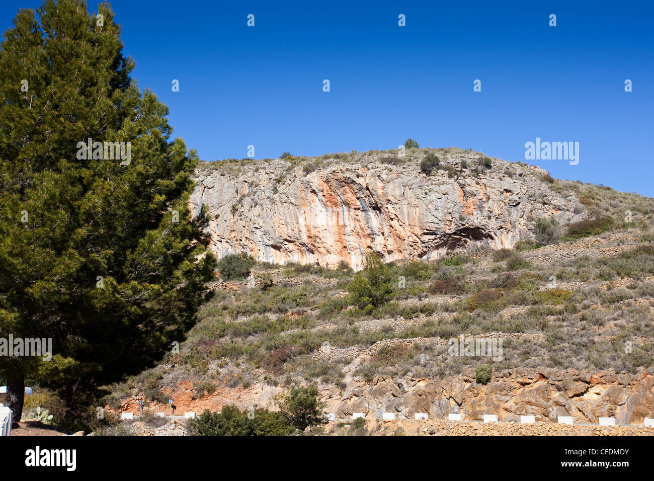 Crags at Pinos, Costa Blanca, Spain. Stock Photo