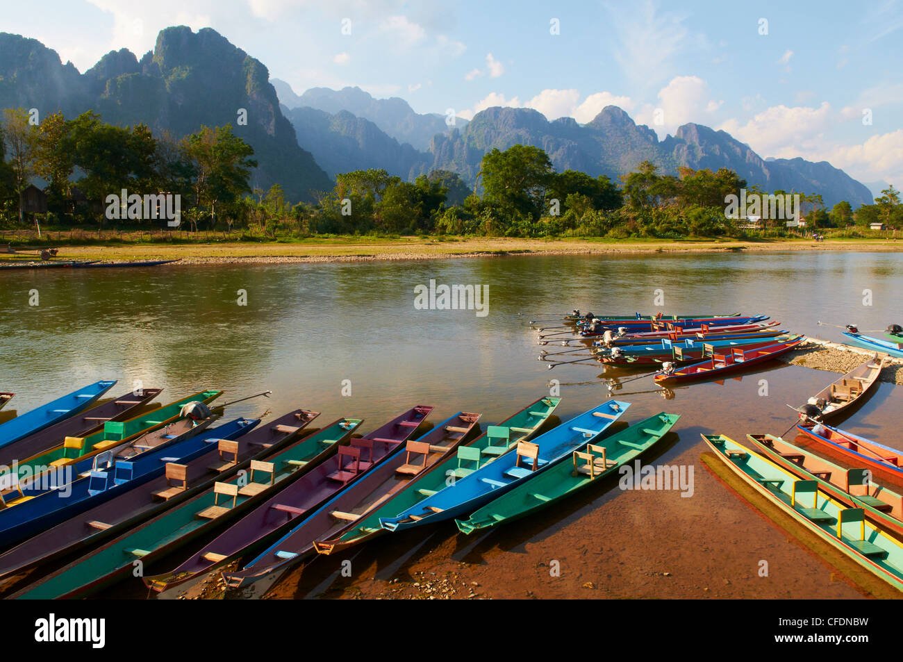 Nam Song River, Vang Vieng, Vientiane Province, Laos, Indochina, Southeast Asia, Asia Stock Photo