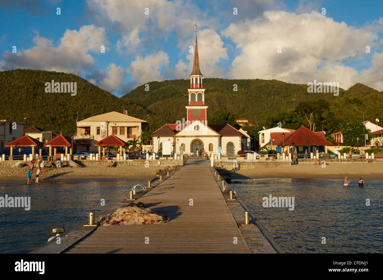 Church and pontoon, Grande Anse, Les Anses d'Arlet, Martinique