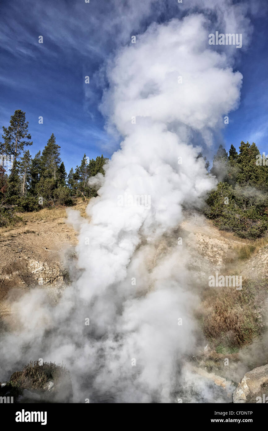 Dragon's mouth spring in central Yellowstone NP Stock Photo