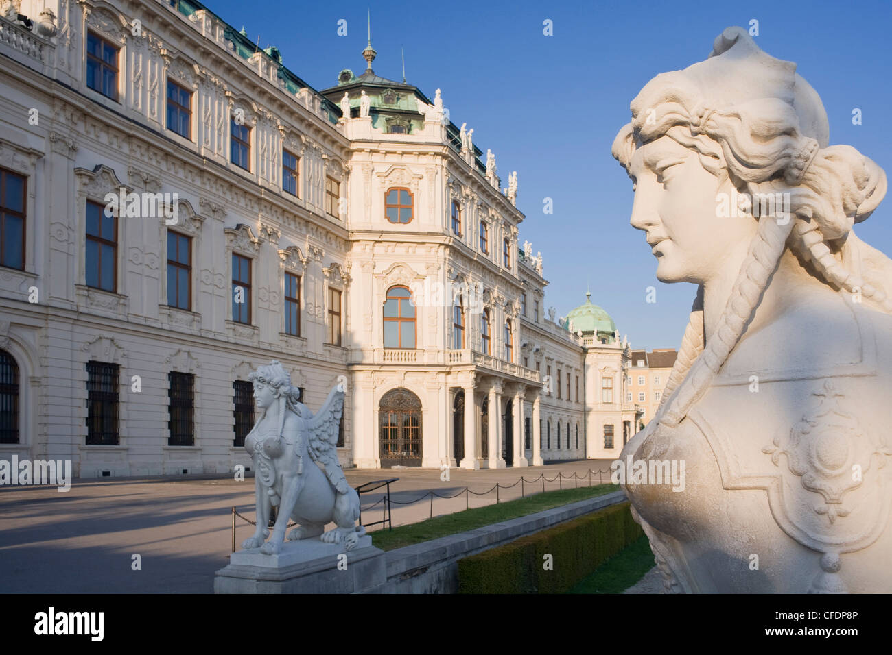 Statues in front of Belvedere castle, Vienna, Austria, Europe Stock