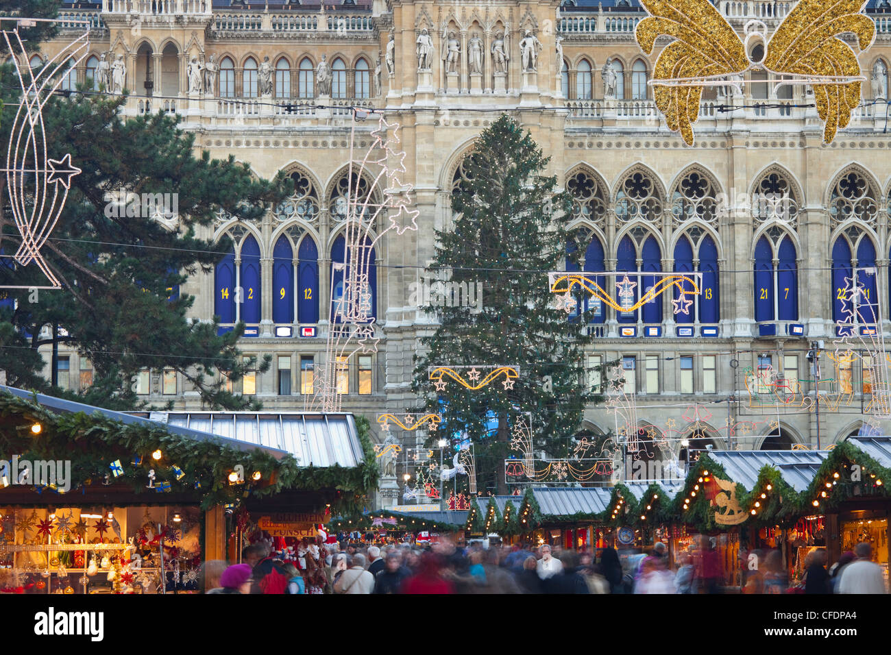 Christmas market at Rathausplatz square, Vienna, Austria, Europe Stock Photo