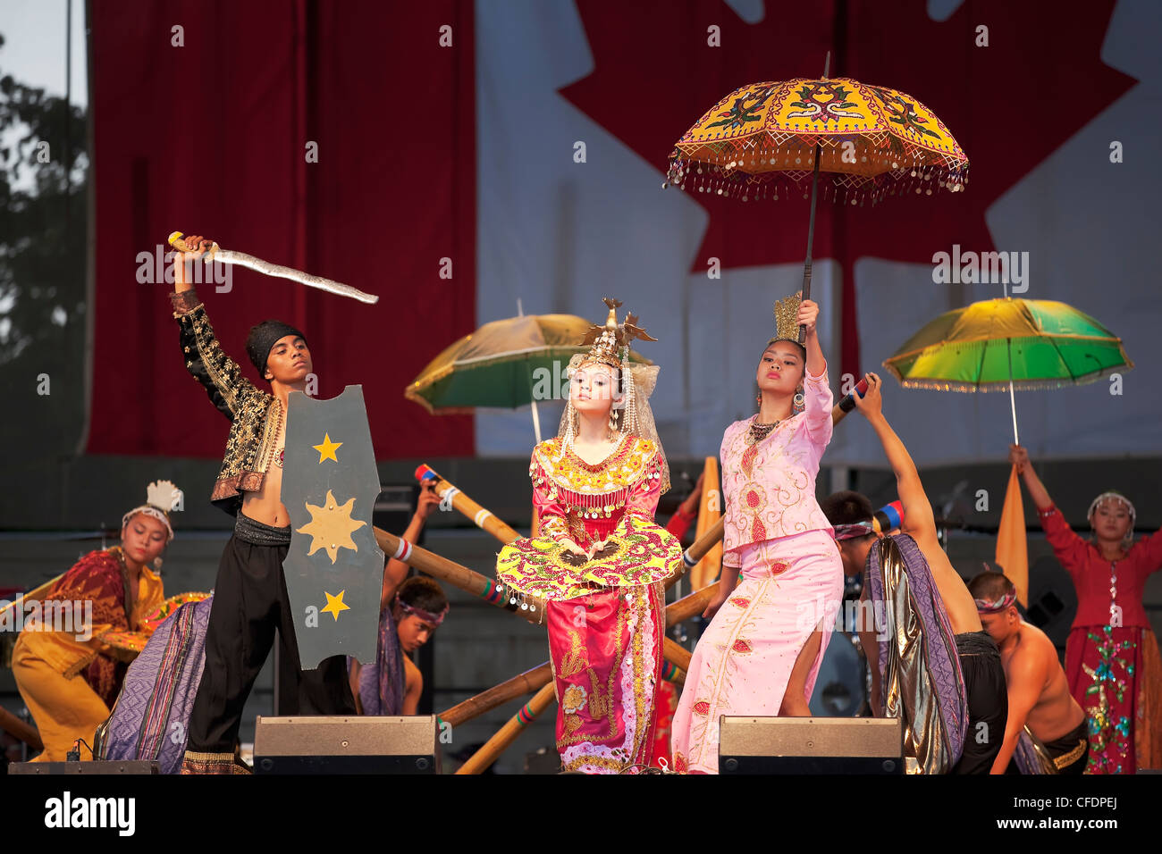 Filipino dancers performing at Folklorama. Winnipeg, Manitoba, Canada. Stock Photo