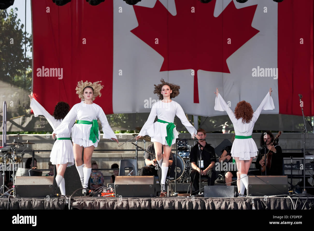 Irish stepdancers performing at Folklorama. Winnipeg, Manitoba, Canada. Stock Photo