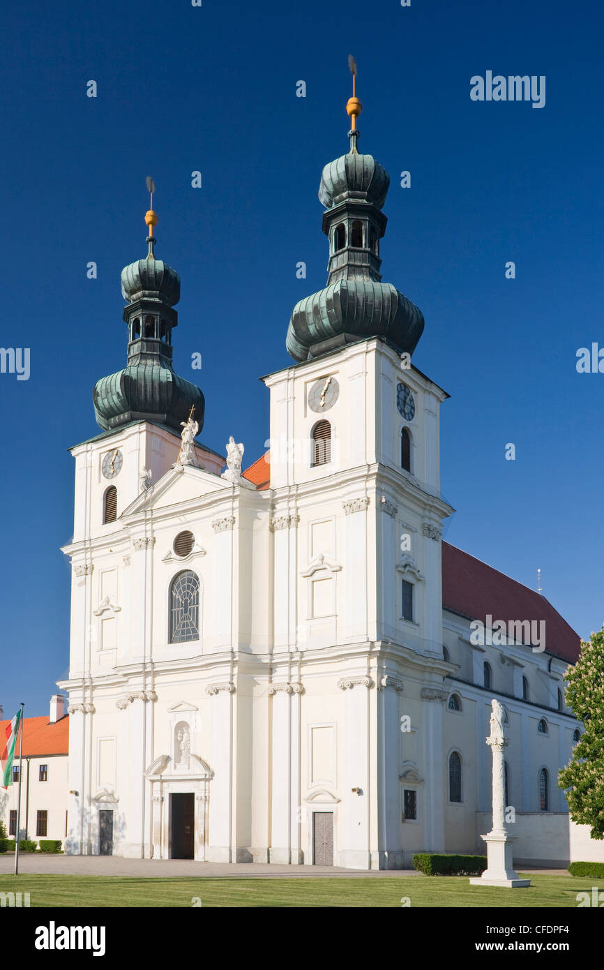 Basilica under blue sky, Frauenkirchen, Lake Neusiedl region, Burgenland, Austria, Europe Stock Photo