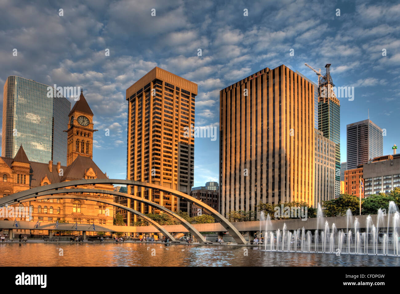 Evening, Old City Hall and City Hall Pool, Downtown Toronto, Ontario