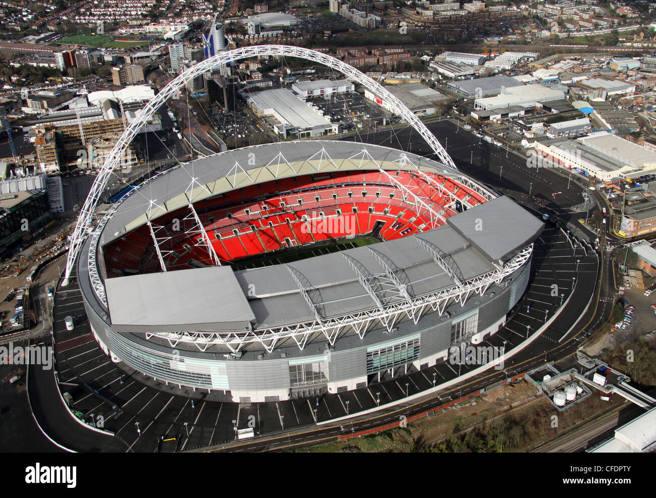 Aerial View From The Air Wembley Stadium North London Stock Photos