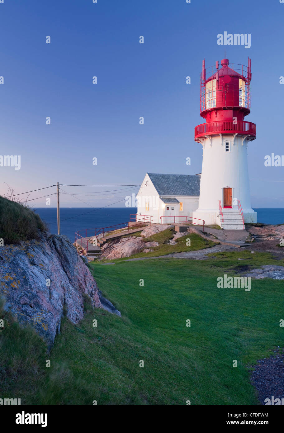 Lindesnes Lighthouse, Vest Agder, Norway Stock Photo
