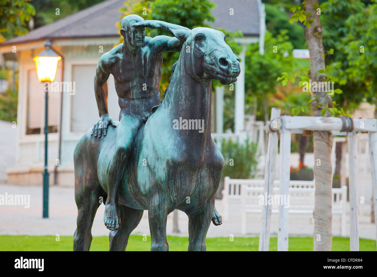 Equestrian Monument in the spa gardens, Baden bei Wien, Lower Austria, Austria Stock Photo
