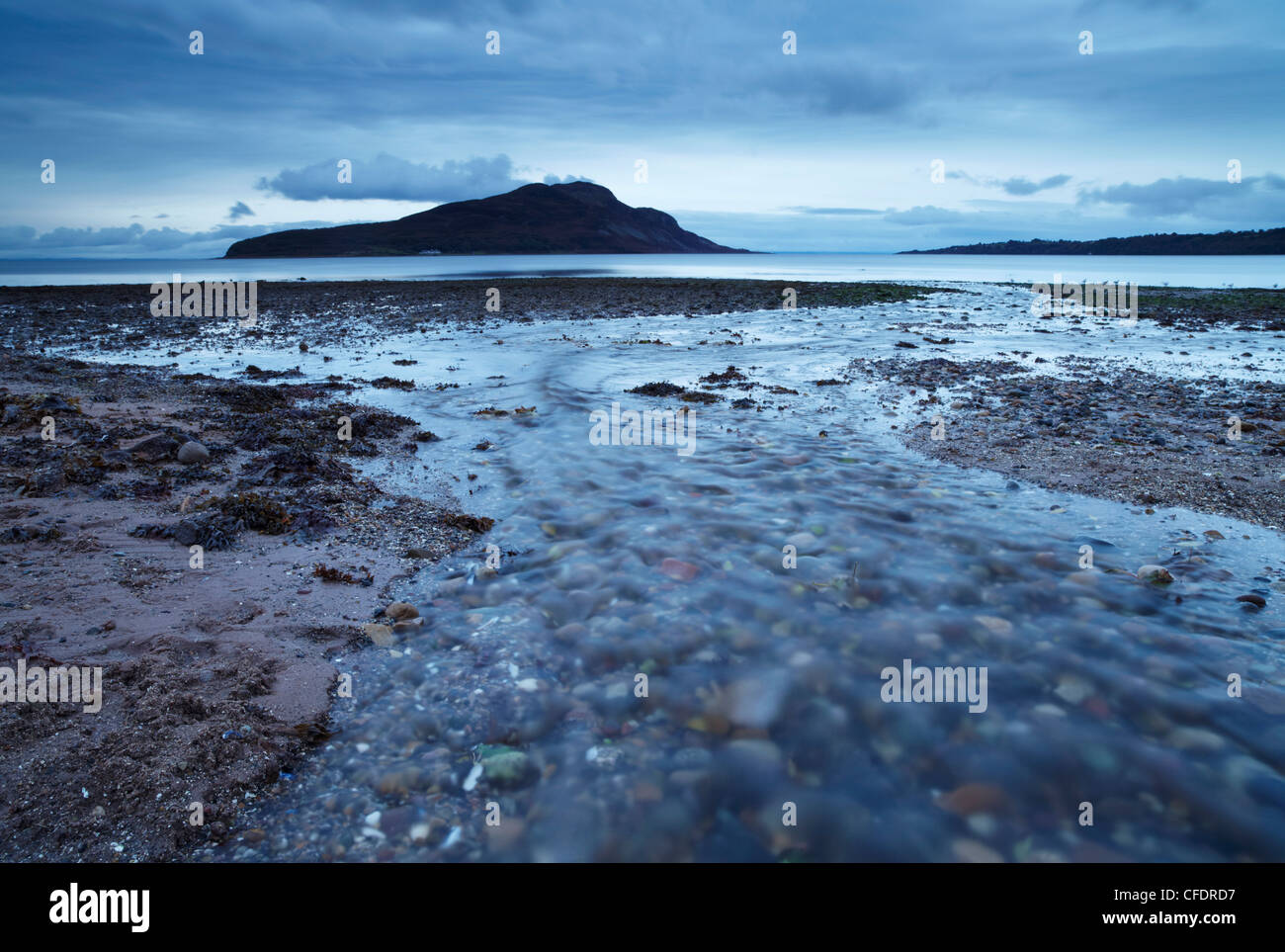 An October morning at Lamlash bay on the Isle of Arran looking across the sea to Holy Island, Scotland, United Kingdom, Europe Stock Photo