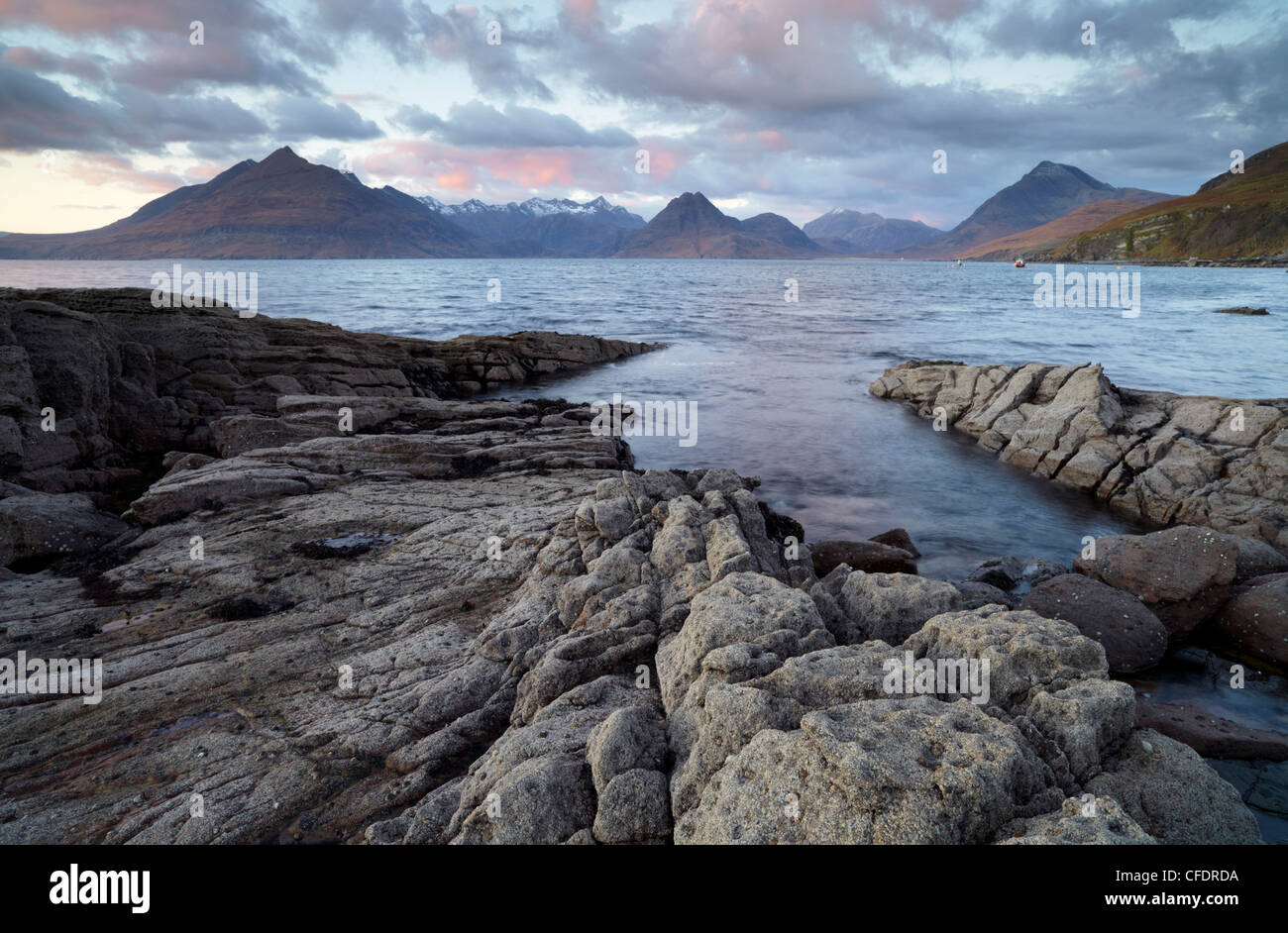 Elgol on the Isle of Skye looking across Loch Scavaig to the Cuillin Mountains, Scotland, United Kingdom, Europe Stock Photo
