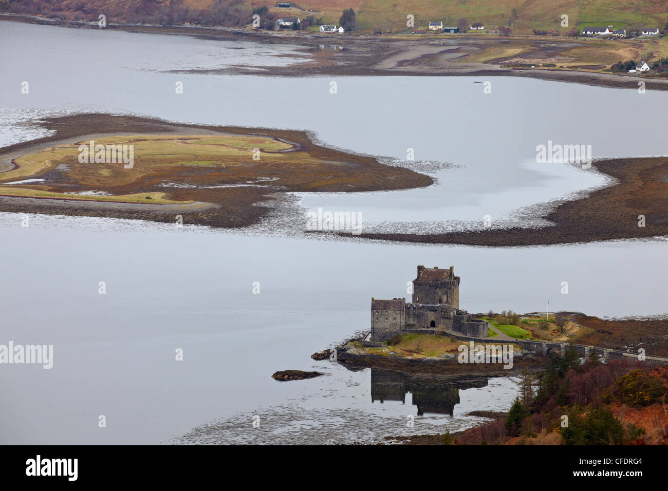 A view of Eilean Donan Castle and Loch Alsh, Lochalsh, Scotland, United Kingdom, Europe Stock Photo