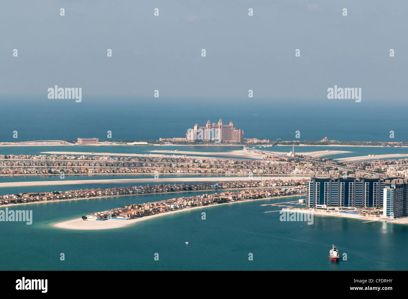 View on artificial island Palm Jumeirah and Atlantis hotel, Dubai