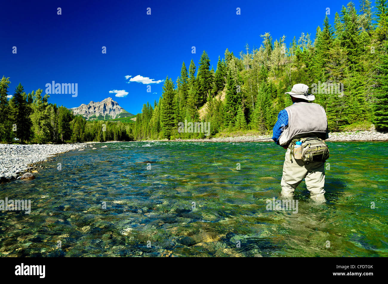 Fly fishing on the Bull River, British Columbia, Canada Stock Photo Alamy