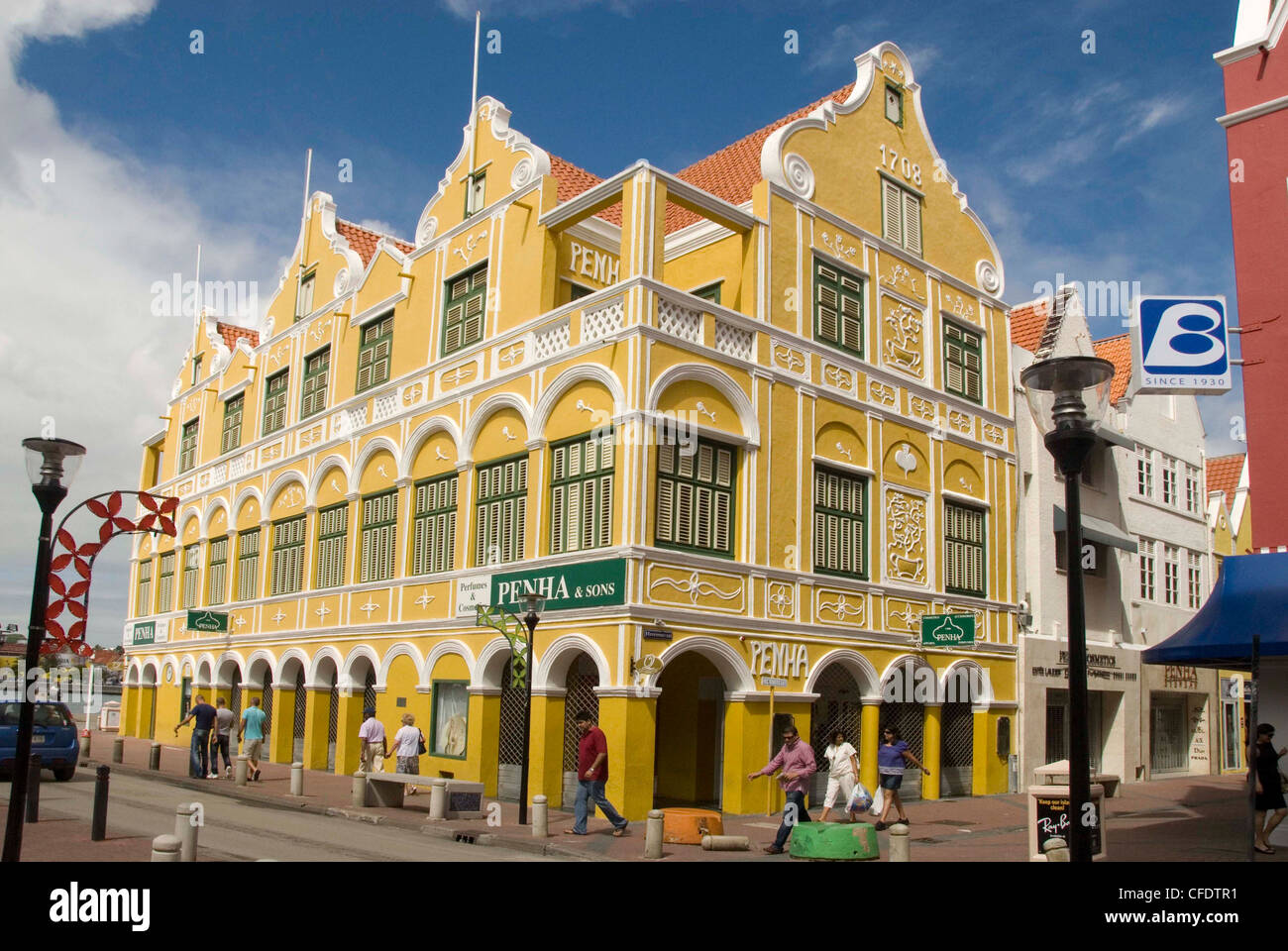 Dutch style buildings in the Punda central district, Willemstad, Curacao (Dutch Antilles), West Indies Stock Photo