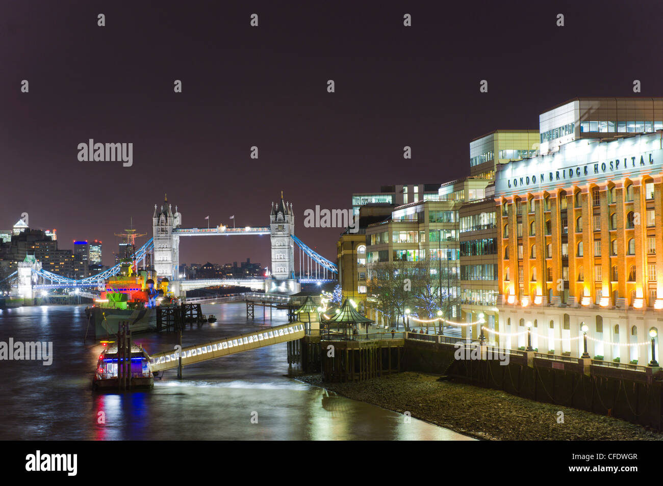 London skyline at night, London, England, United Kingdom, Europe Stock Photo