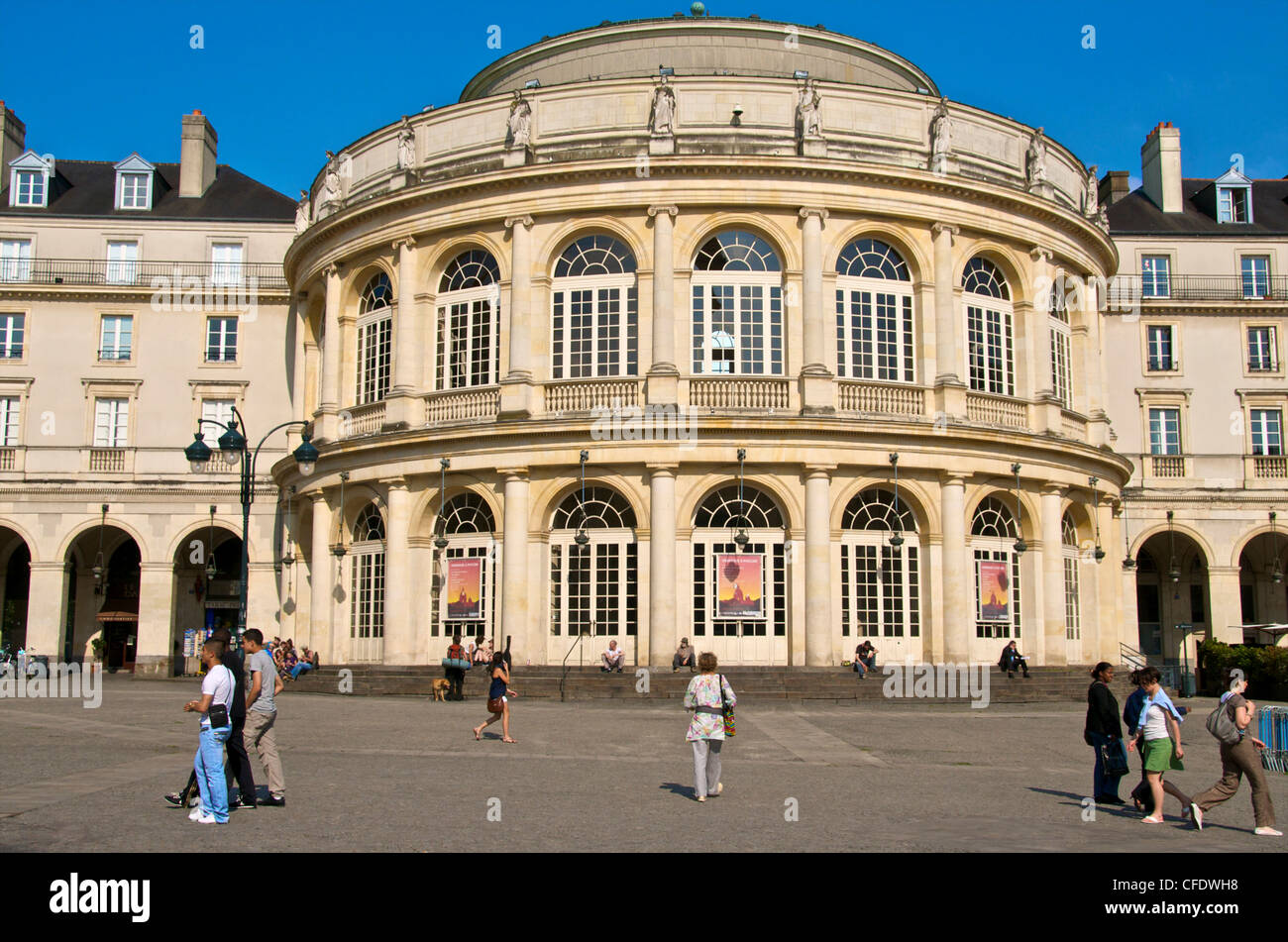 Theater, Mairie square, old Rennes, Brittany, France, Europe Stock Photo