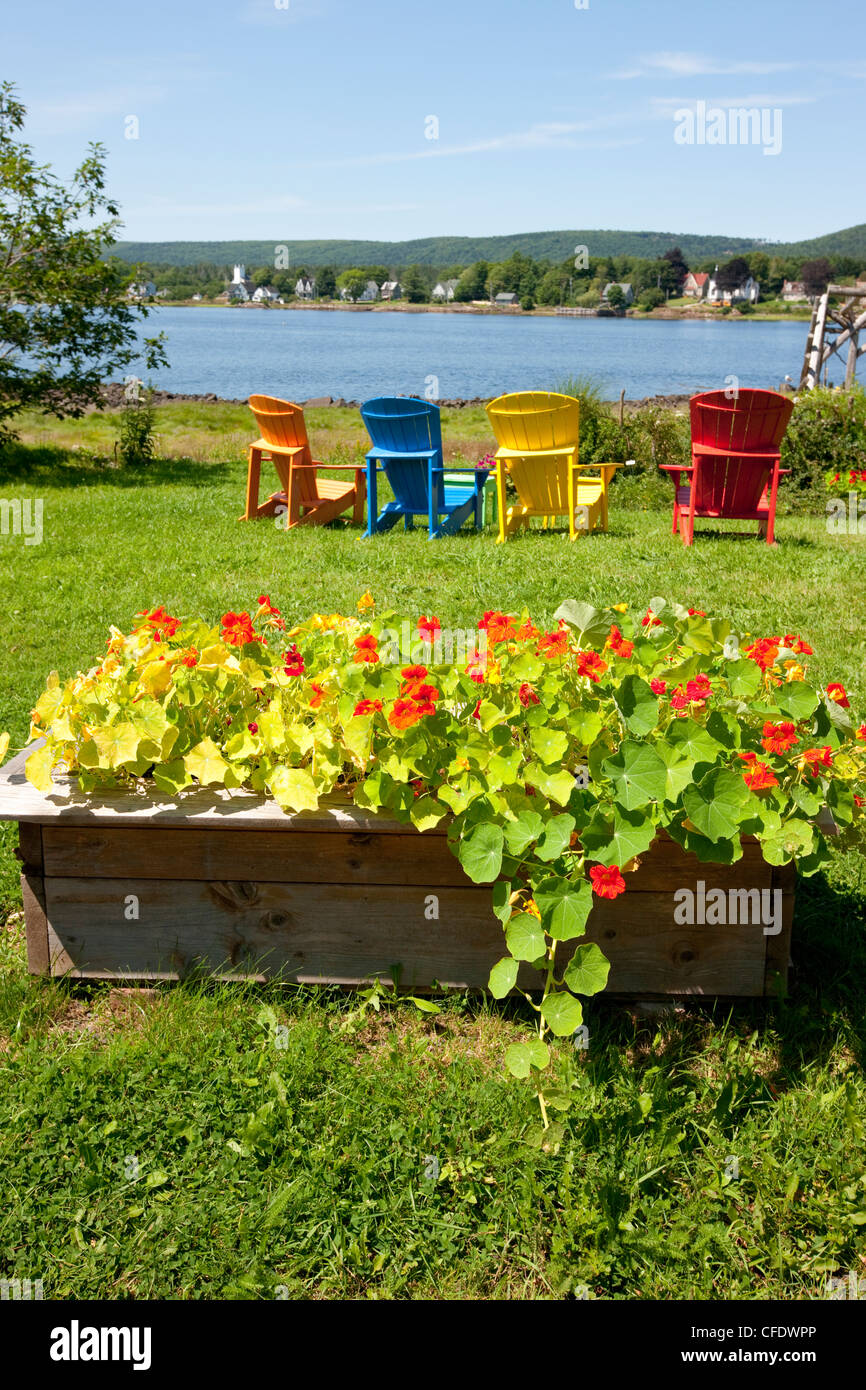 Colorfull Lawn Chairs Annapolis Royal Nova Scotia Canada Stock