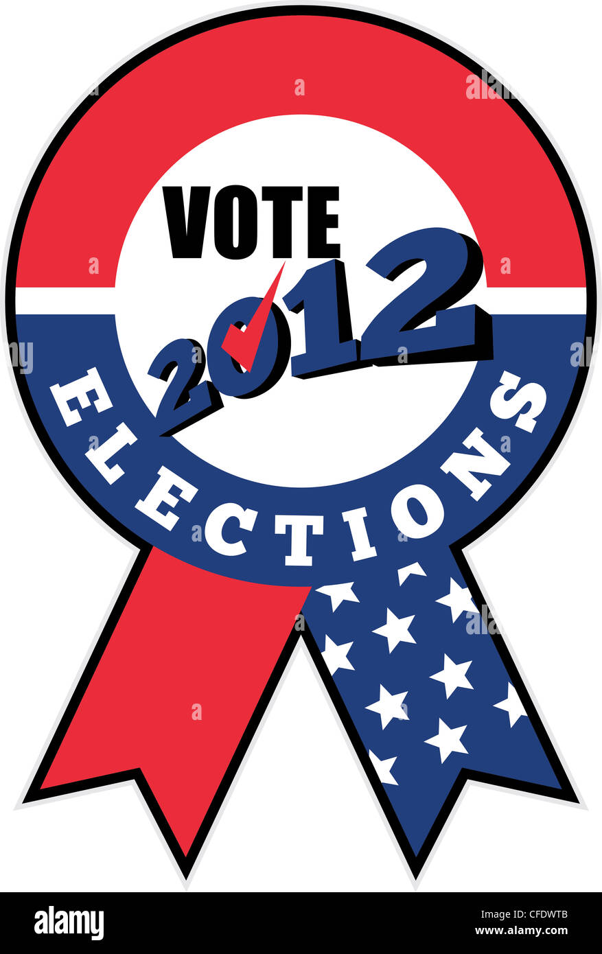 illustration of a ribbon showing election ballot box with American ...