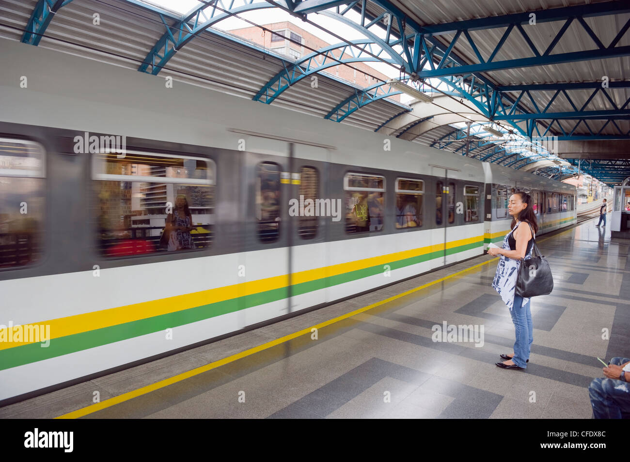 Metro line passengers, Medellin, Colombia, South America Stock Photo