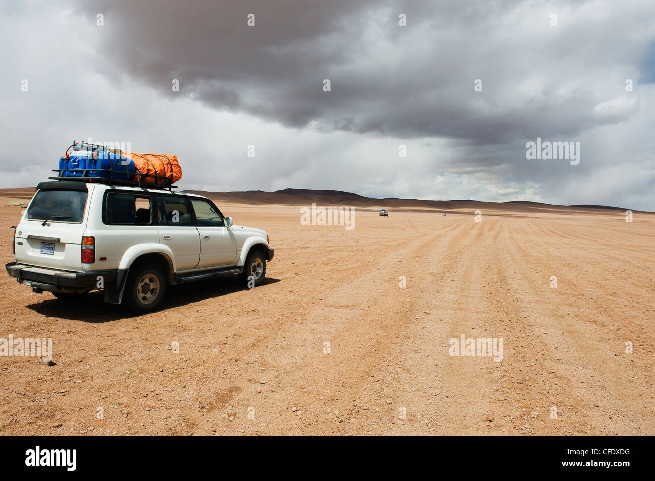 Four wheel drive desert tour in the altiplano desert, Bolivia, South America Stock Photo