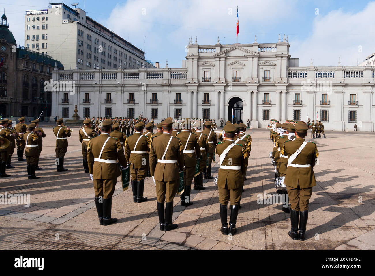 Changing of the Guard at Palacio de la Moneda, Santiago, Chile, South ...