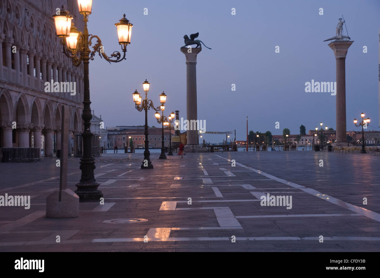 The columns of the Venice Lion and St. Theodore, St. Marks landing ...