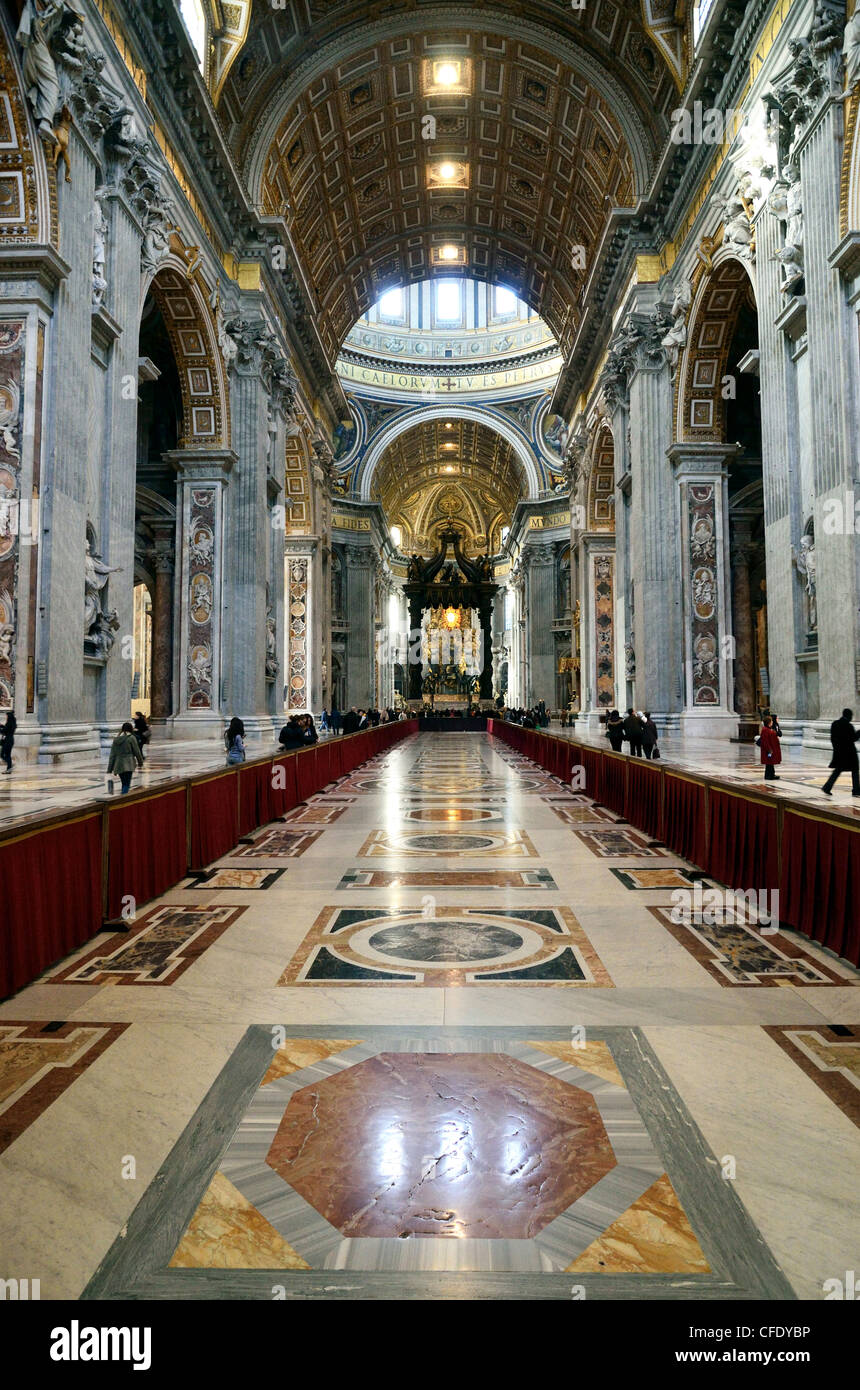 Interior of St. Peter's Basilica, Piazza San Pietro (St. Peter's Square), Vatican City, Rome, Lazio, Italy, Europe Stock Photo