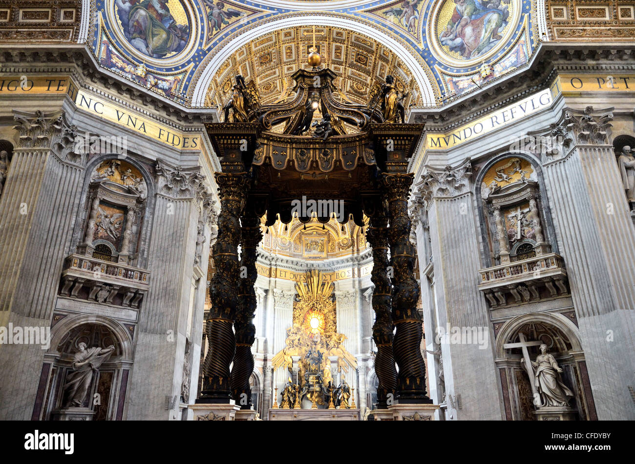 Interior of St. Peter's Basilica, Piazza San Pietro (St. Peter's Square), Vatican City, Rome, Lazio, Italy, Europe Stock Photo