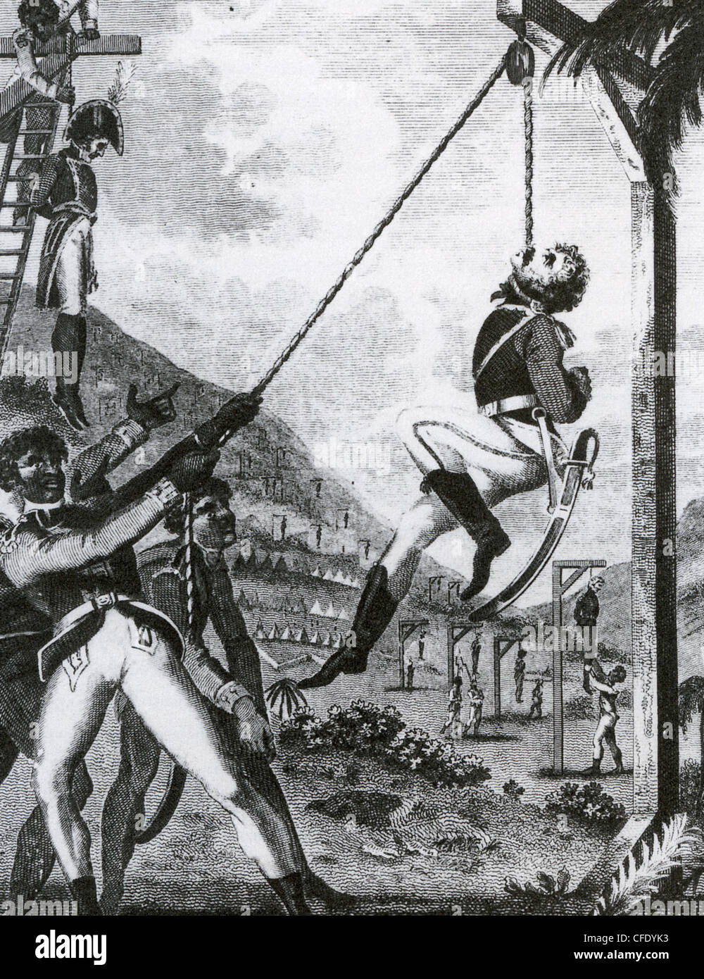 SAINT DOMINGUE  Former slaves take their revenge on French troops sent to re-impose slavery in 1802 Stock Photo