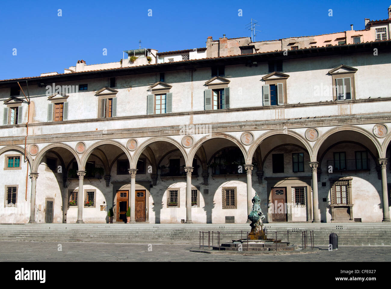 Piazza SS Annunziata, Porch Servants of Mary, Florence, UNESCO World Heritage Site, Tuscany, Italy, Europe Stock Photo
