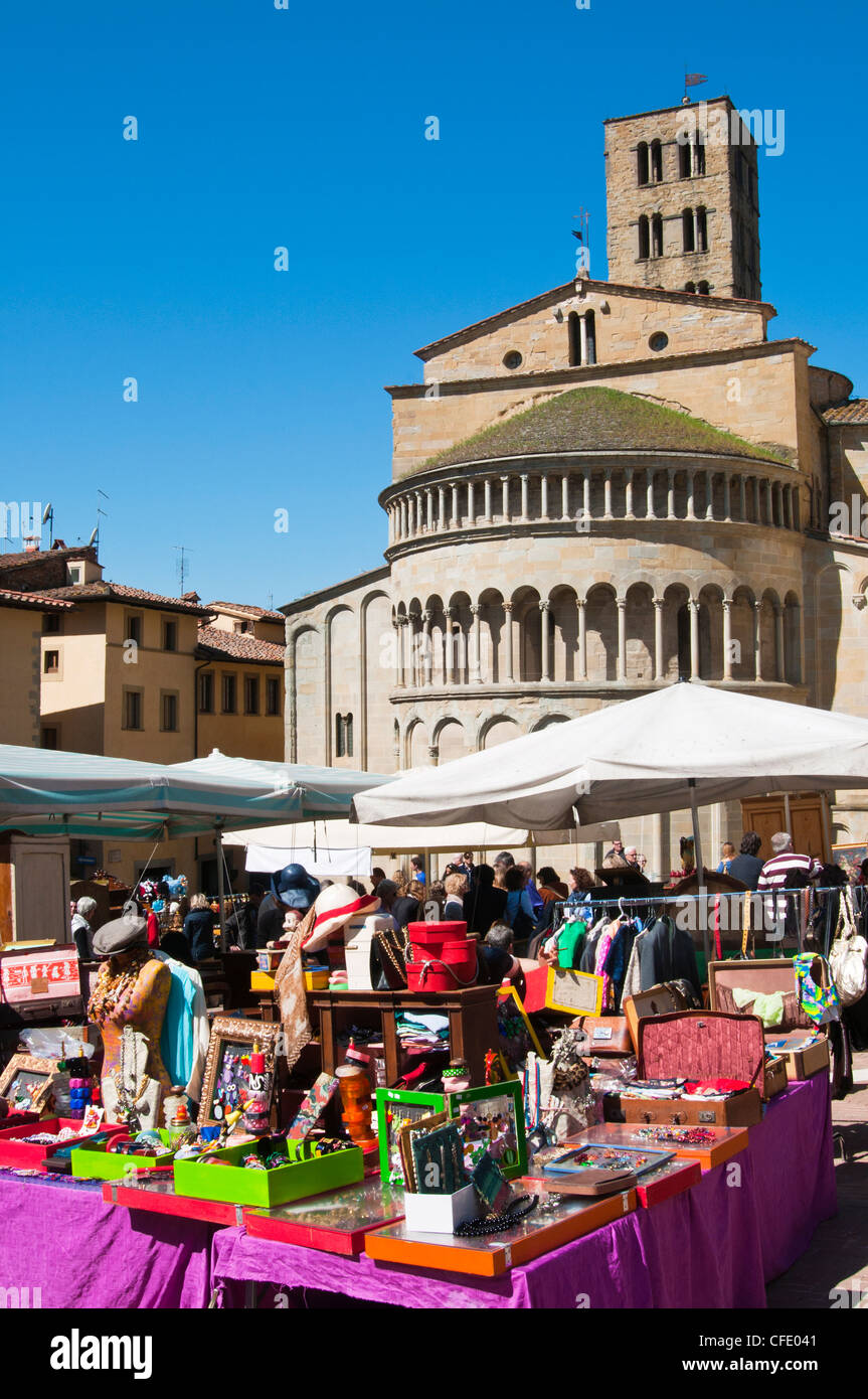 Antiquarian fair at Piazza Vasari, Arezzo, Tuscany, Italy, Europe Stock Photo