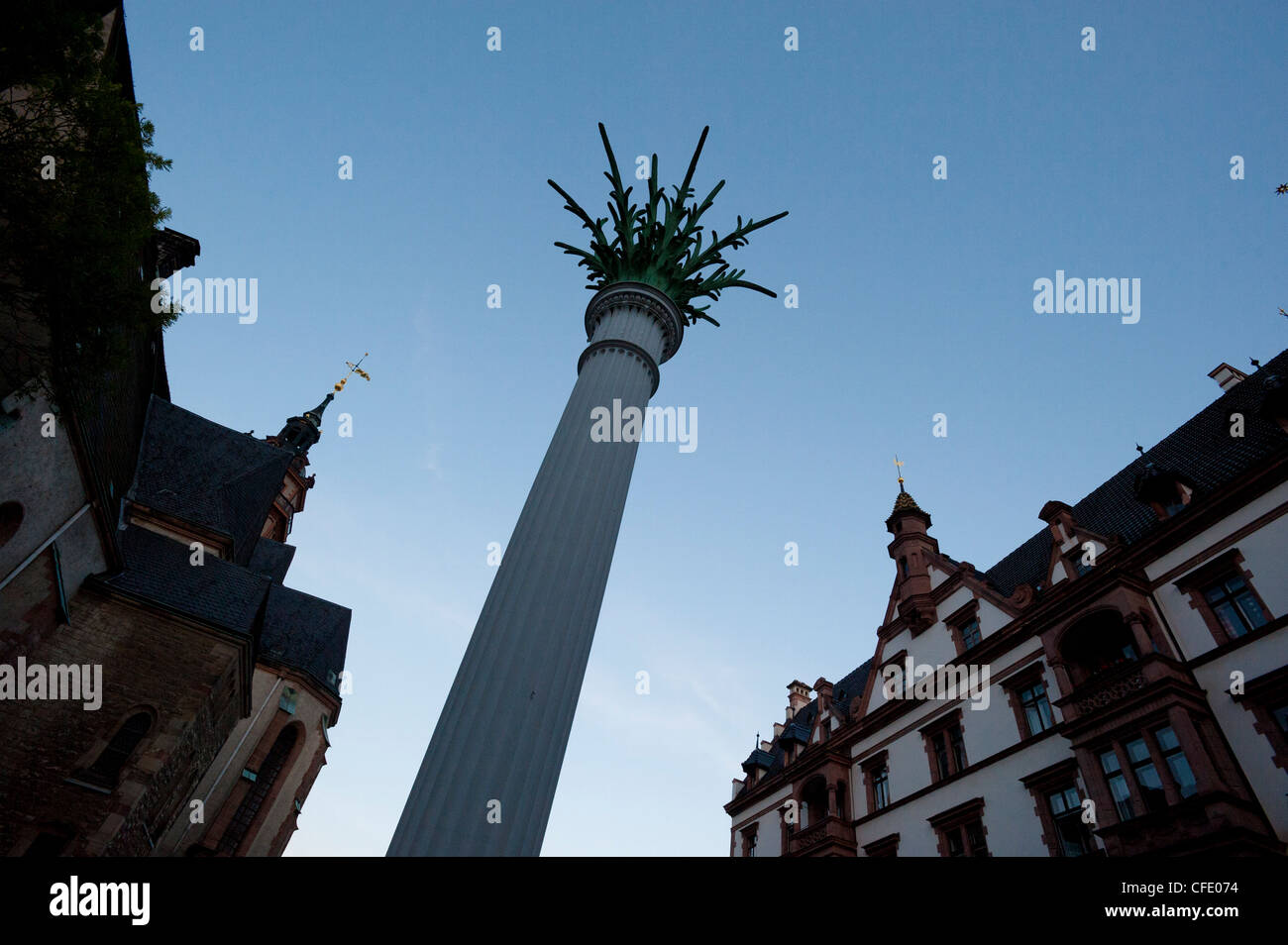 Column outside of Nikolaikirche, Leipzig, Saxony, Germany, Europe Stock Photo