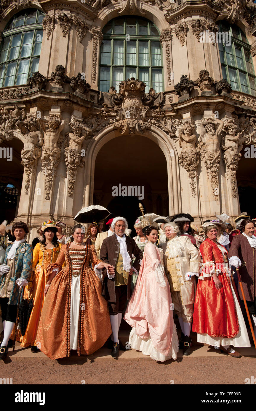 Costumed re-enactors at the Zwinger, Dresden, Saxony, Germany, Europe Stock Photo