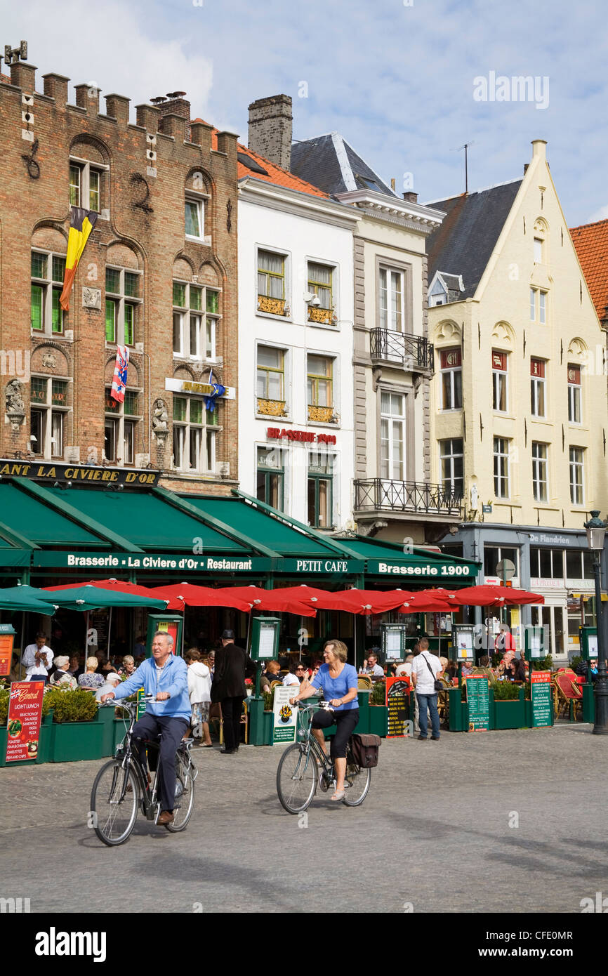 Main Square Marketplace, Bruges, West Flanders, Belgium, Europe Stock Photo