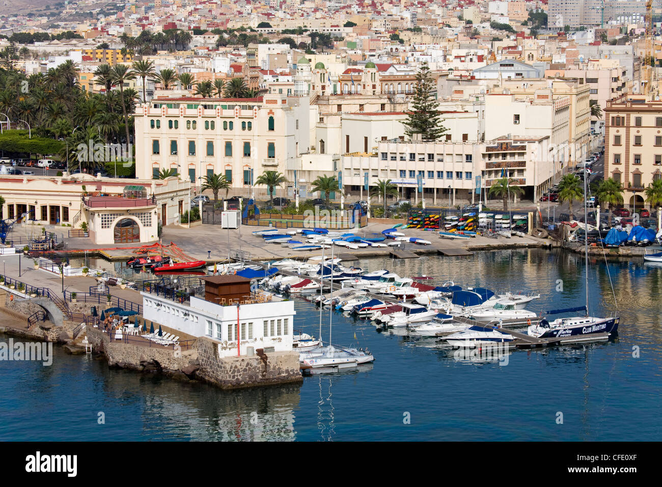 Harbor area in Port of Melilla, Spain, Spanish North Africa, Africa Stock Photo