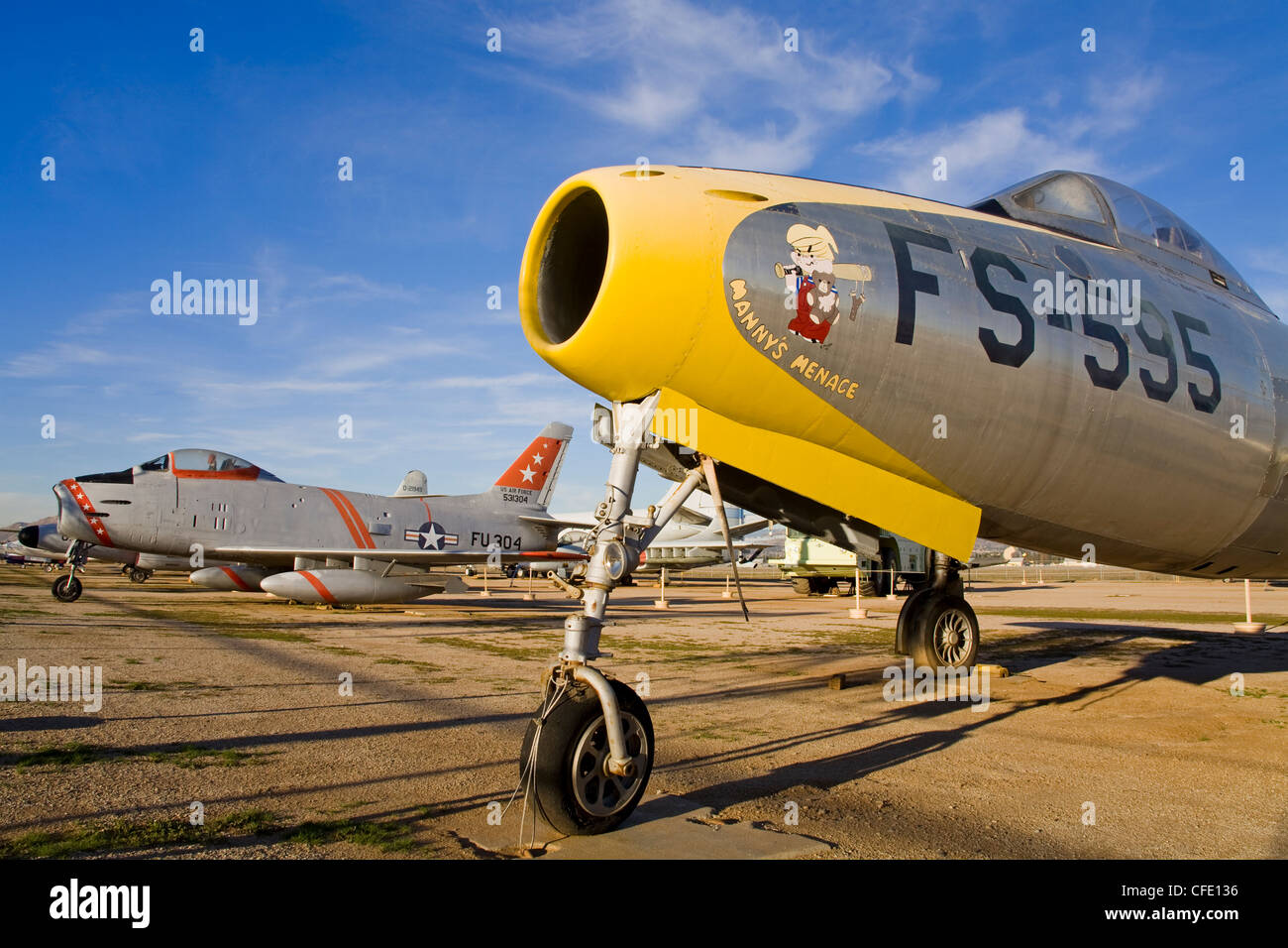 Republic F-84C Thunderjet at March Field Air Museum, Riverside County, California, United States of America, Stock Photo