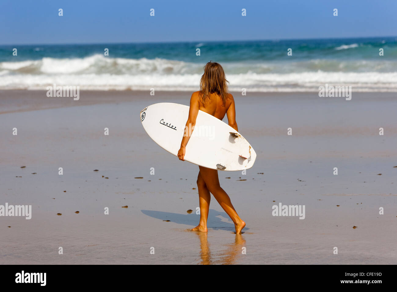 Woman, Esquinzo beach, Cotillo, Fuerteventura. Canary Islands, Spain, Atlantic, Europe Stock Photo