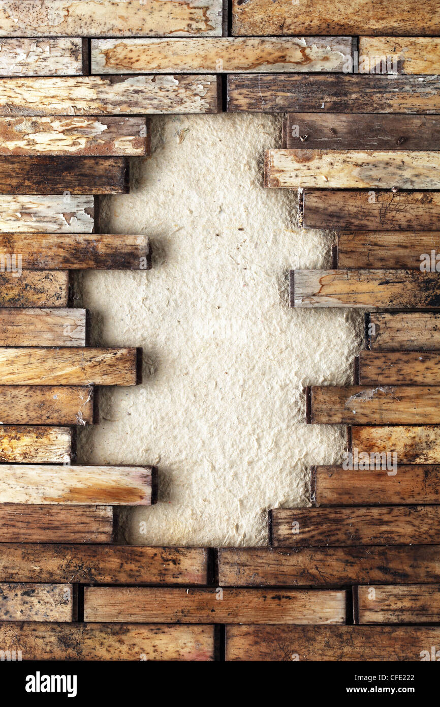 Hole in a wooden wall Stock Photo