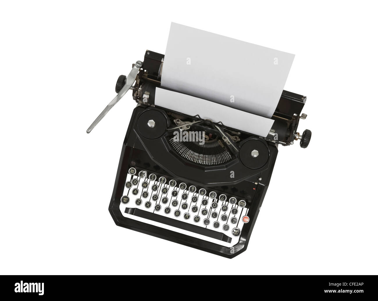 Vintage Typewriter with Paper Isolated Stock Photo - Image of