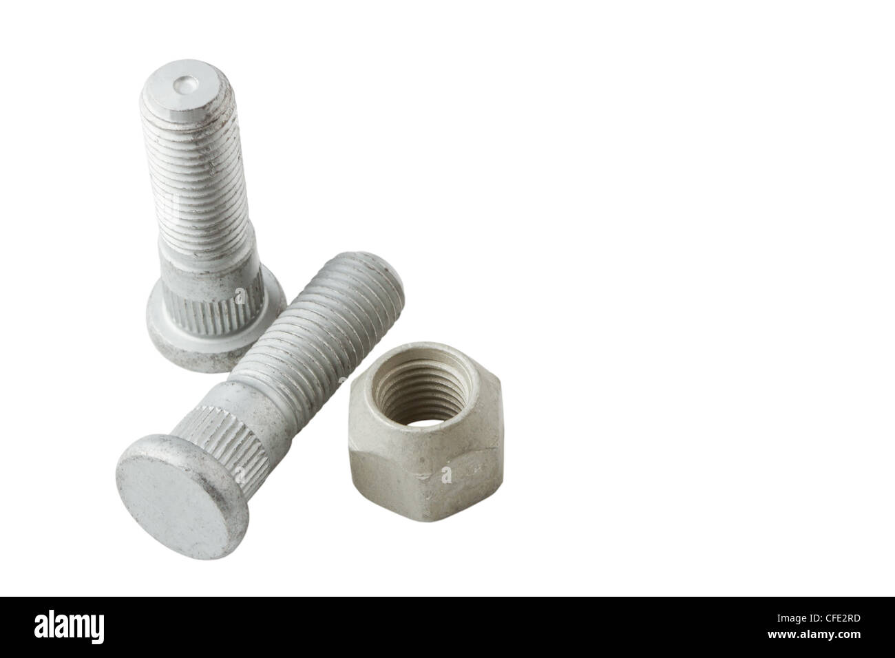 Wheel bolts and nut isolated on a white background Stock Photo Alamy