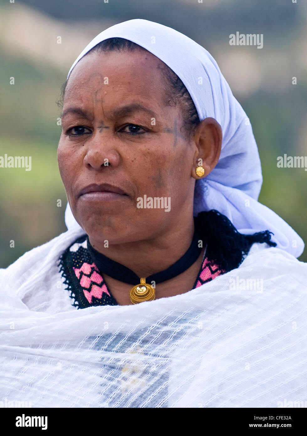 Portrait of Ethiopian Jew woman during the 'Sigd' holiday in Jerusalem Stock Photo