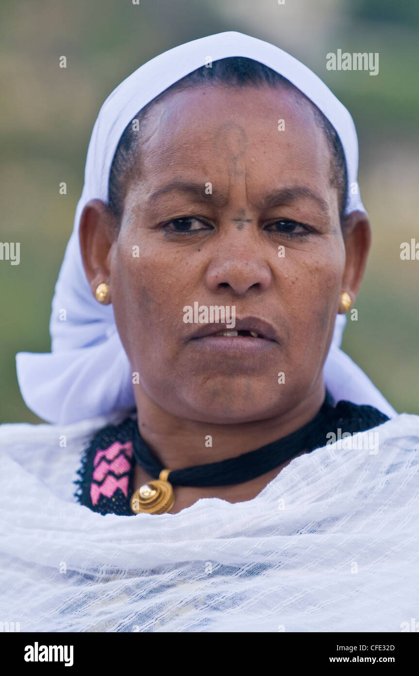 Portrait of Ethiopian Jew woman during the 'Sigd' holiday in Jerusalem Stock Photo