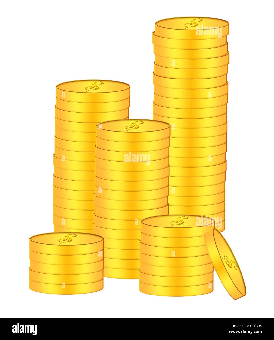 Stacks of Gold Coins Bullion Illustration Isolated on White Background ...